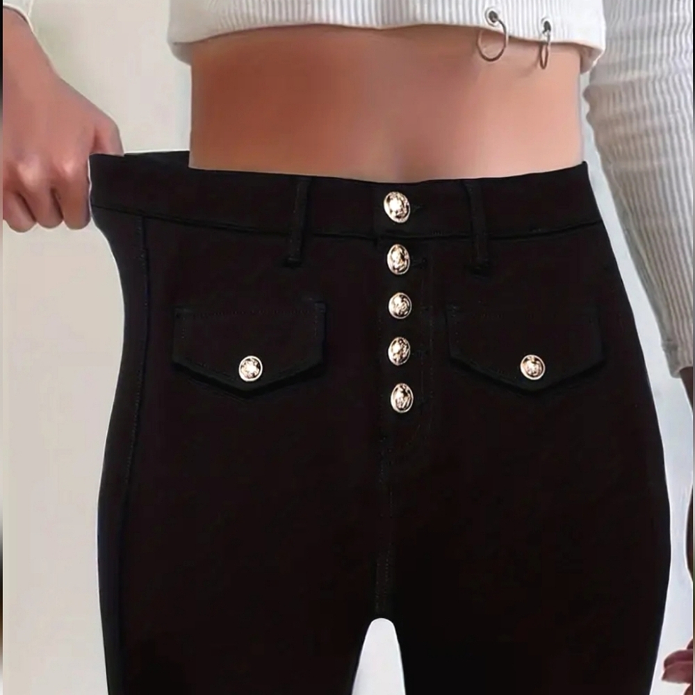 Cotton blend thick jegging legging black Pants sz 4
